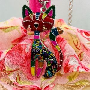 Enamel Cat Necklace